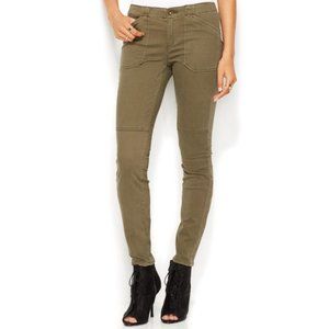 NWOT Rachel Roy Skinny Sectioned Patchwork Moto Jeans Army Wash